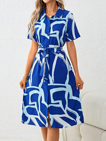 Coria Dress for Women Printed Midi Dress with V-Neck