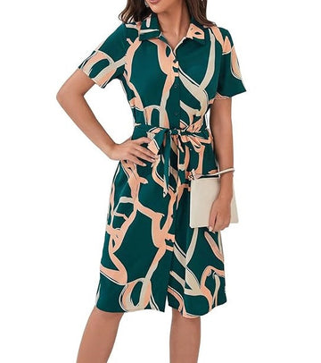 Coria Dress for Women Printed Midi Dress with V-Neck