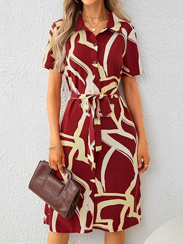 Coria Dress for Women Printed Midi Dress with V-Neck