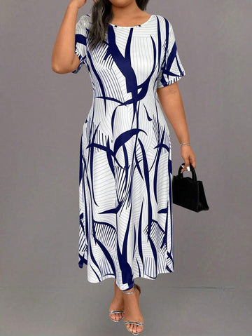 Coria Women's casual midi dress with a modern abstract print