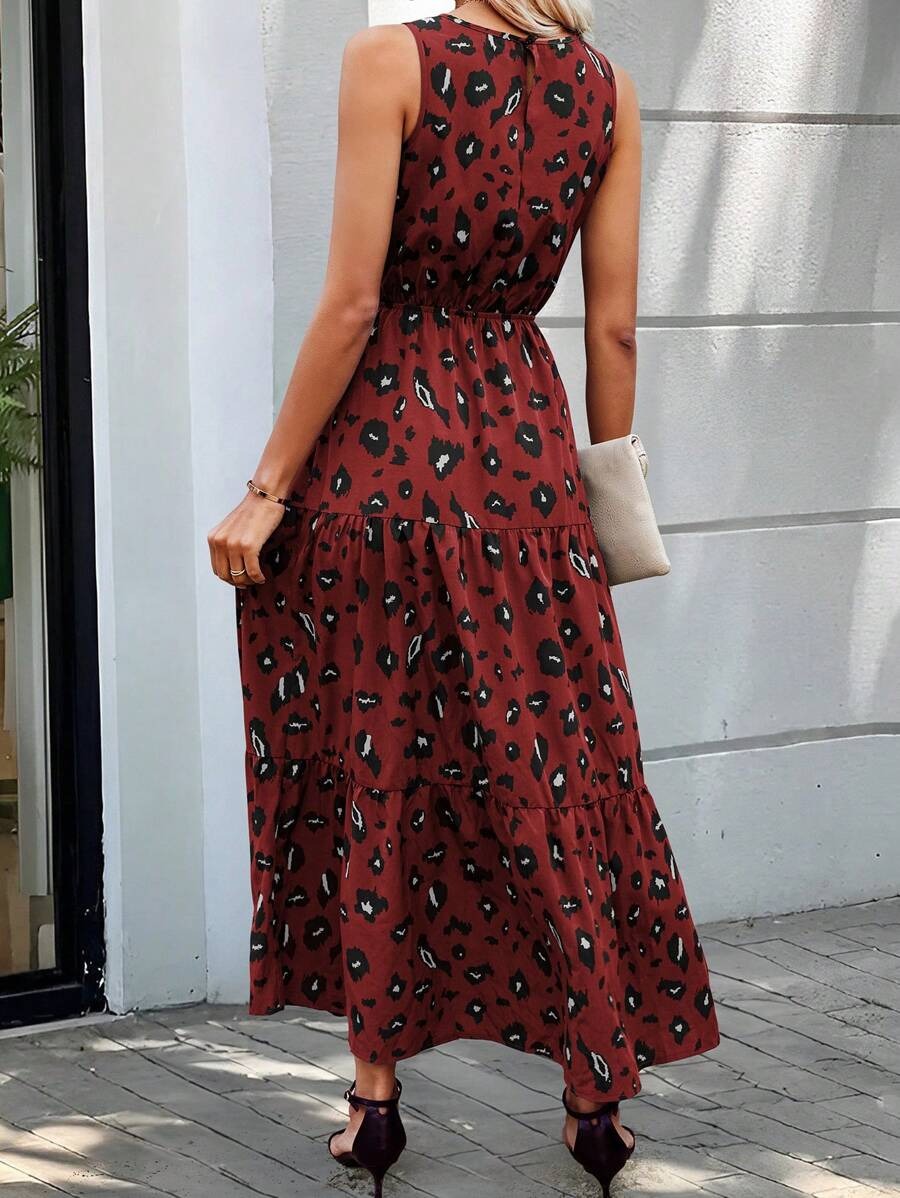 Coria Wild Elegance Sleeveless Leopard Maxi Dress