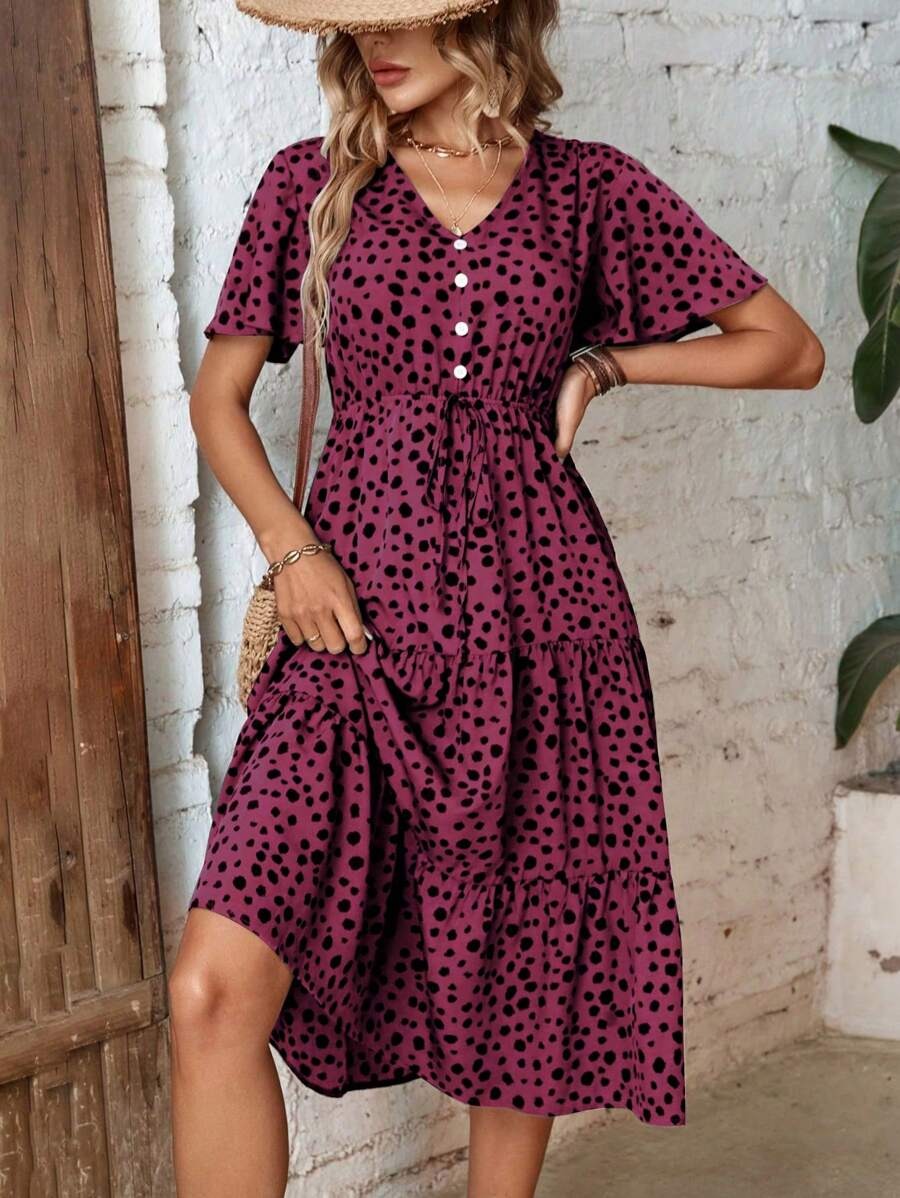 Coria Berry Bliss Polka Dot Midi Dress