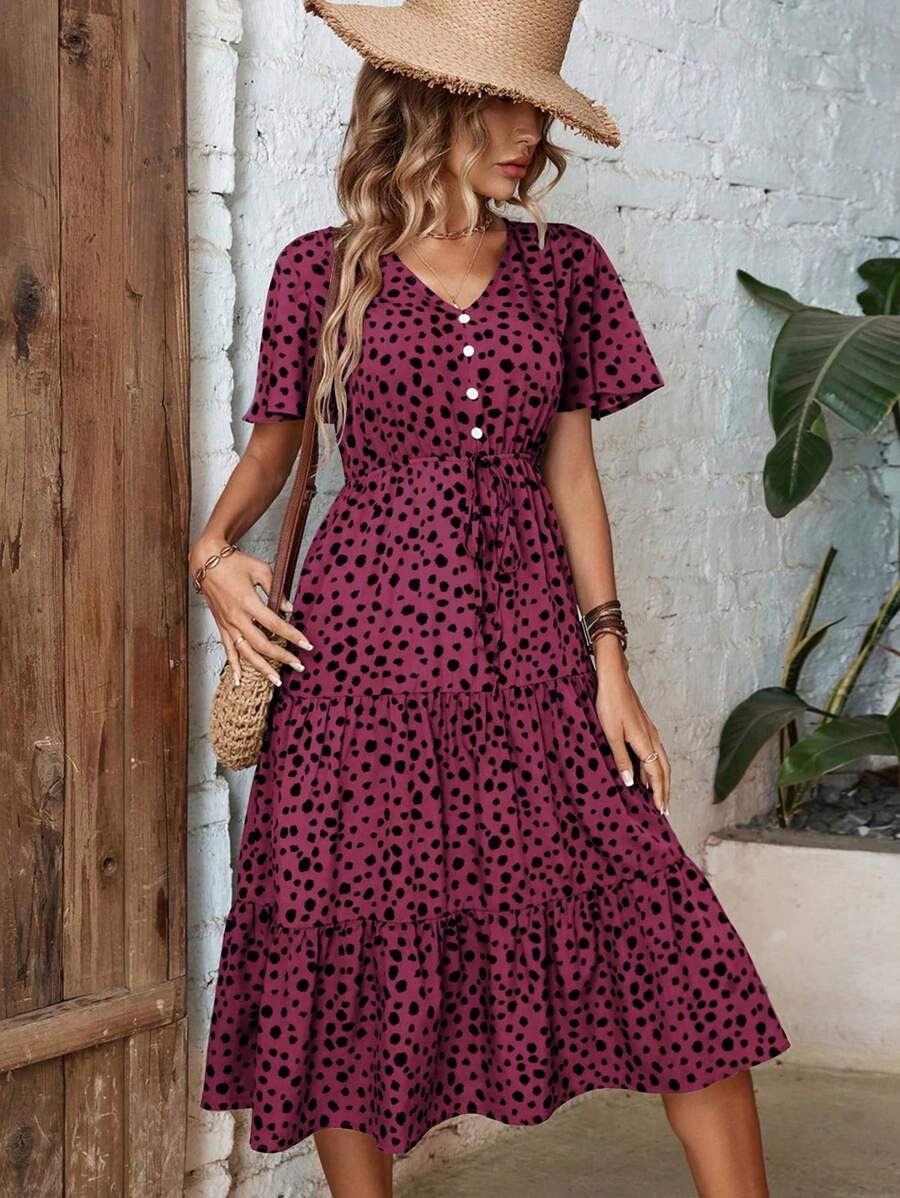 Coria Berry Bliss Polka Dot Midi Dress