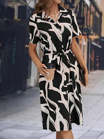 Coria Dress for Women Printed Midi Dress with V-Neck