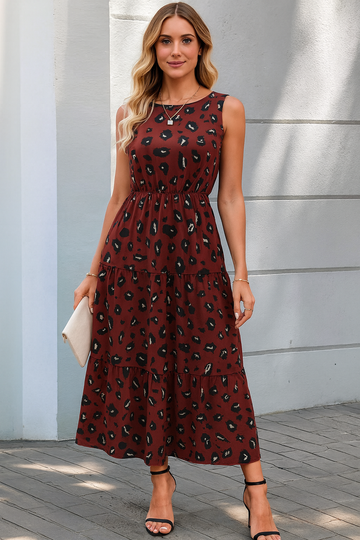 Coria Wild Elegance Sleeveless Leopard Maxi Dress