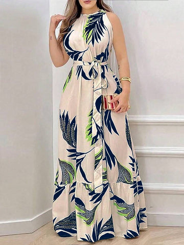 Coria Women's Casual Sleeveless Dress with Botanical Print