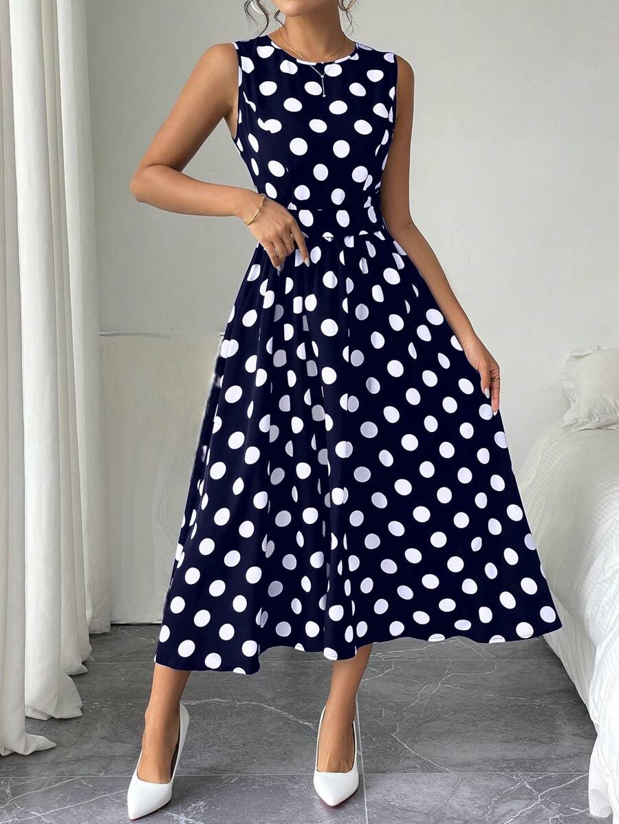 Coria Elegant Navy Blue Midi Dress