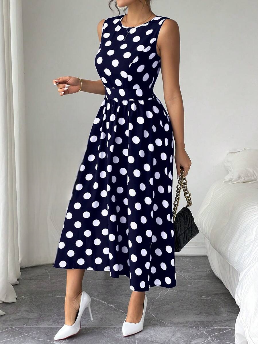 Coria Elegant Navy Blue Midi Dress